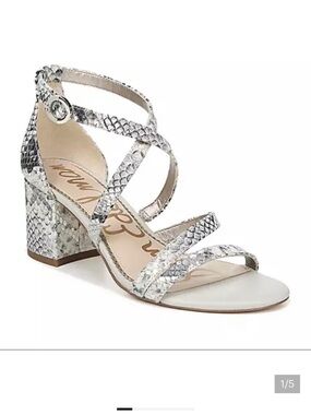 Sam Edelman leather Stacie block heel snakeskin sandals